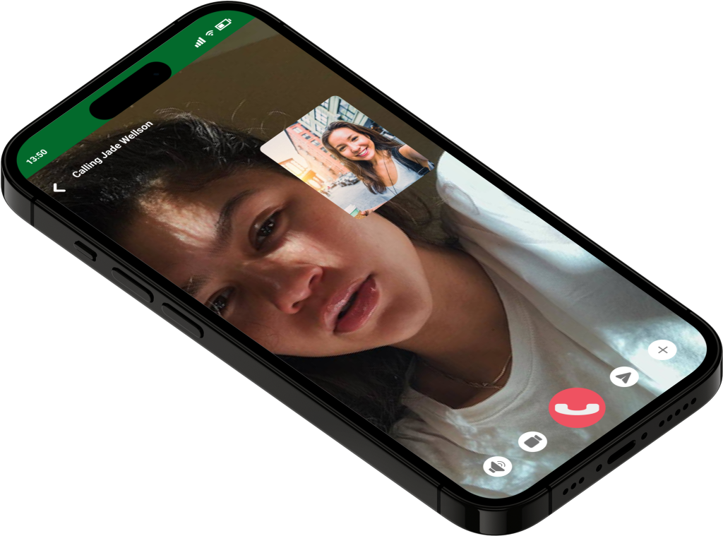 Image of people making call